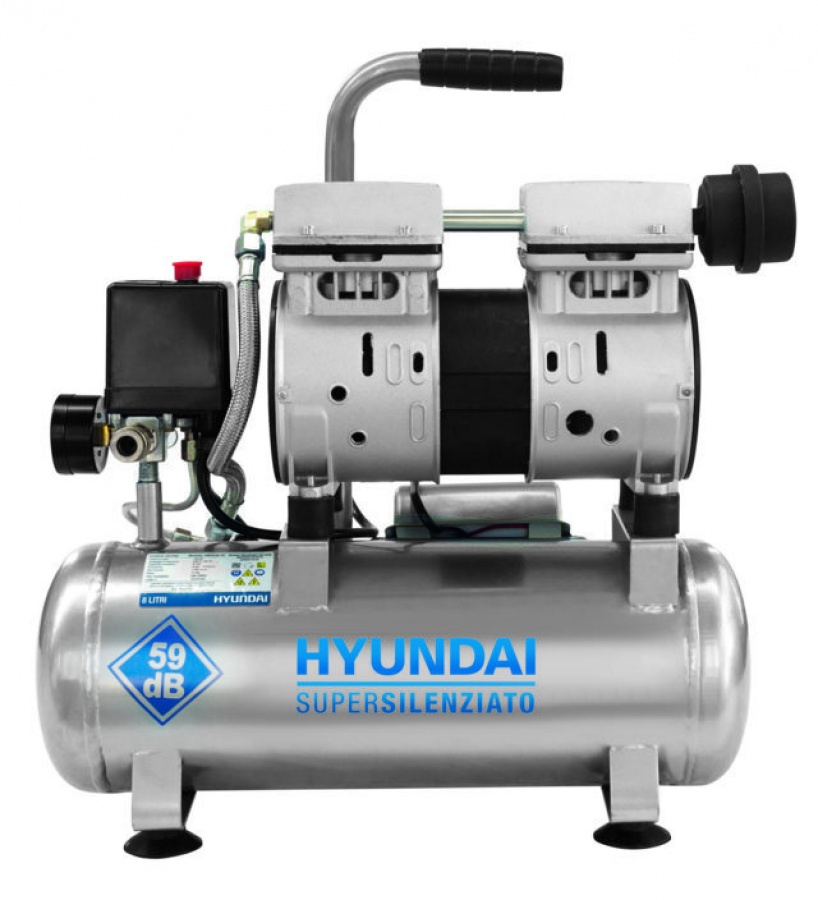 Hyundai 65702 Compressore 750 W Oil Free supersilenziato 8 L