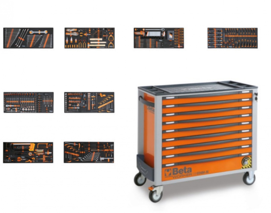 Cassettiera porta attrezzi con 9 cassetti e sistema antiribaltamento  C24SA-XL/9 – Beta Utensili