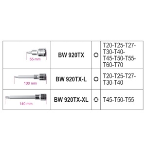 Set chiavi a bussola Beta 923E-TX/C18 18 chiavi Torx